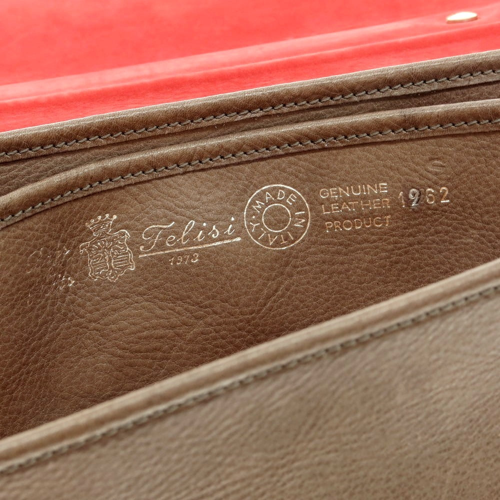 [Used] Felisi 1962 Grained Leather Flap Briefcase Ash Brown [Condition Rank B] [Men&