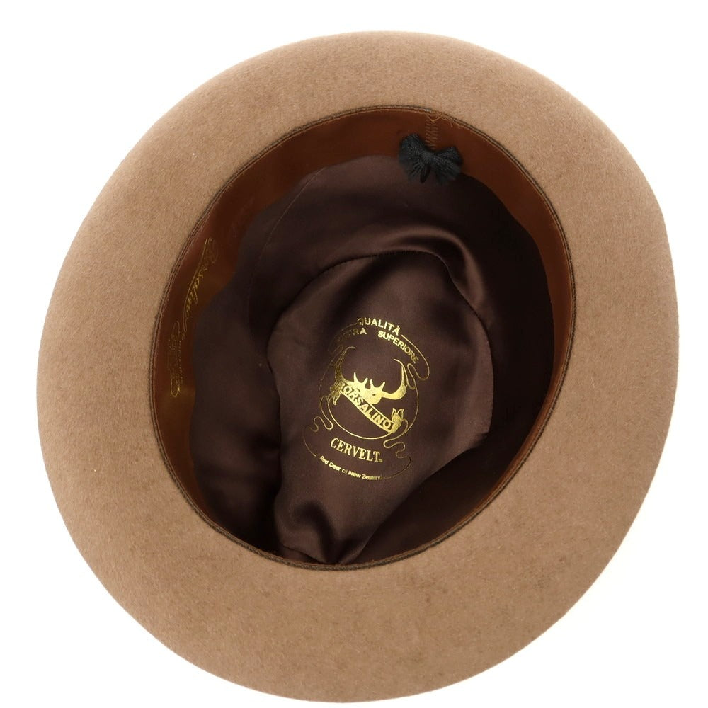 【中古】ボルサリーノ Borsalino レッドディア CERVELT 中折れハット ブラウン系（ジンジャー）【 サイズ表記なし（58位） 】【 状態ランクA 】【 メンズ 】 [APD]
