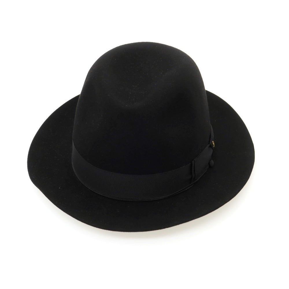【中古】ボルサリーノ Borsalino ビーバー 中折れハット ブラック【 60 】【 状態ランクB 】【 メンズ 】