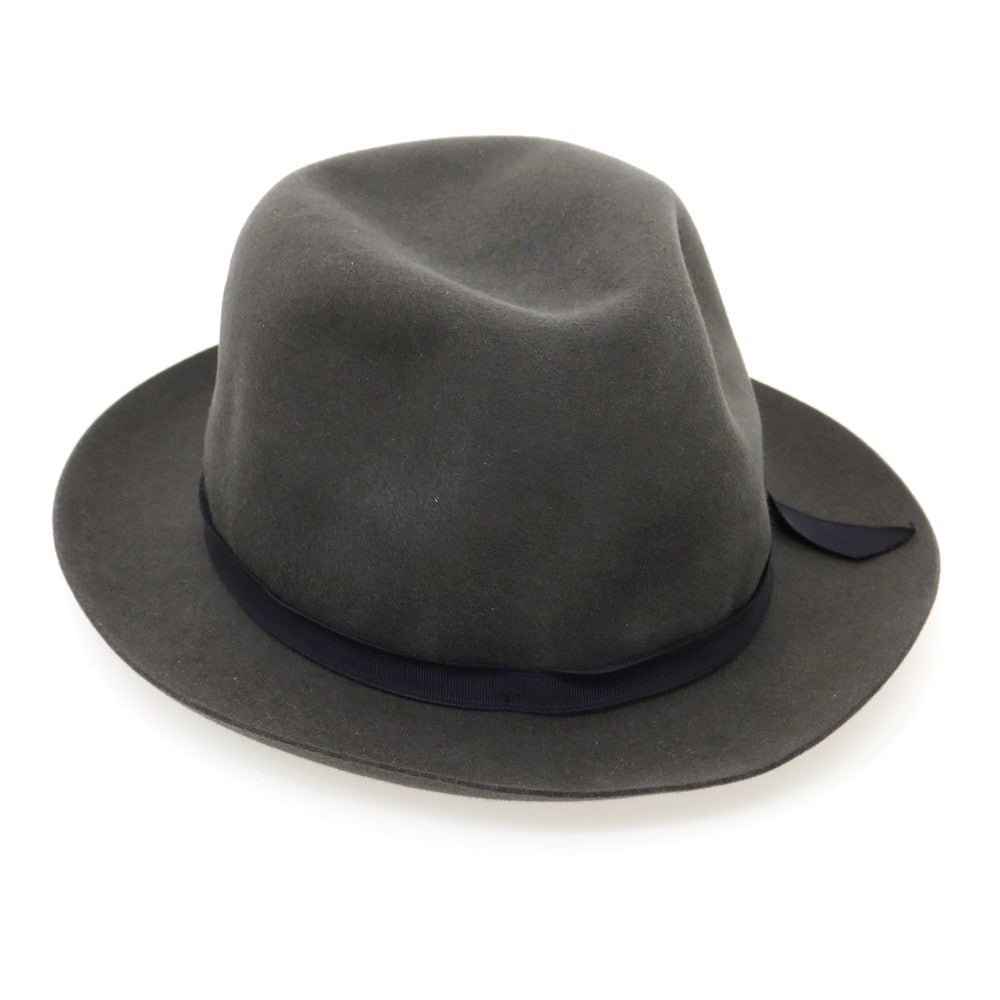【中古】ボルサリーノ Borsalino ラビット 中折れハット ダークグレー【 60 】【 状態ランクB 】【 メンズ 】
