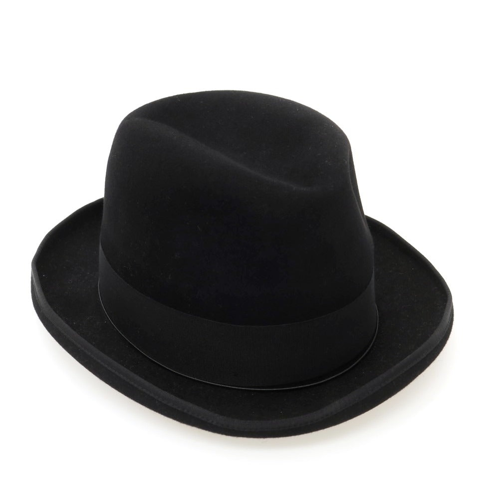 【中古】ボルサリーノ Borsalino RAIN PROOF LINE ラビット 中折れハット ブラック【 60 】【 状態ランクB 】【 メンズ 】