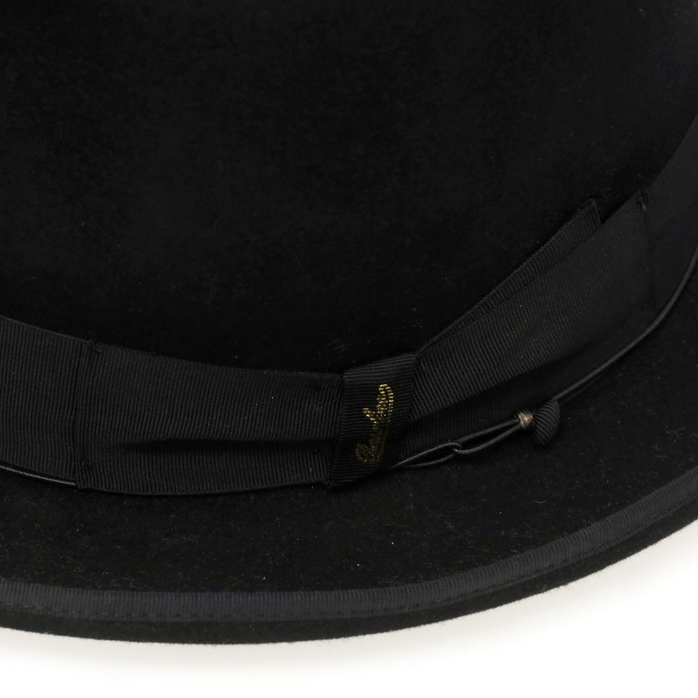 【中古】ボルサリーノ Borsalino RAIN PROOF LINE ラビット 中折れハット ブラック【 60 】【 状態ランクB 】【 メンズ 】