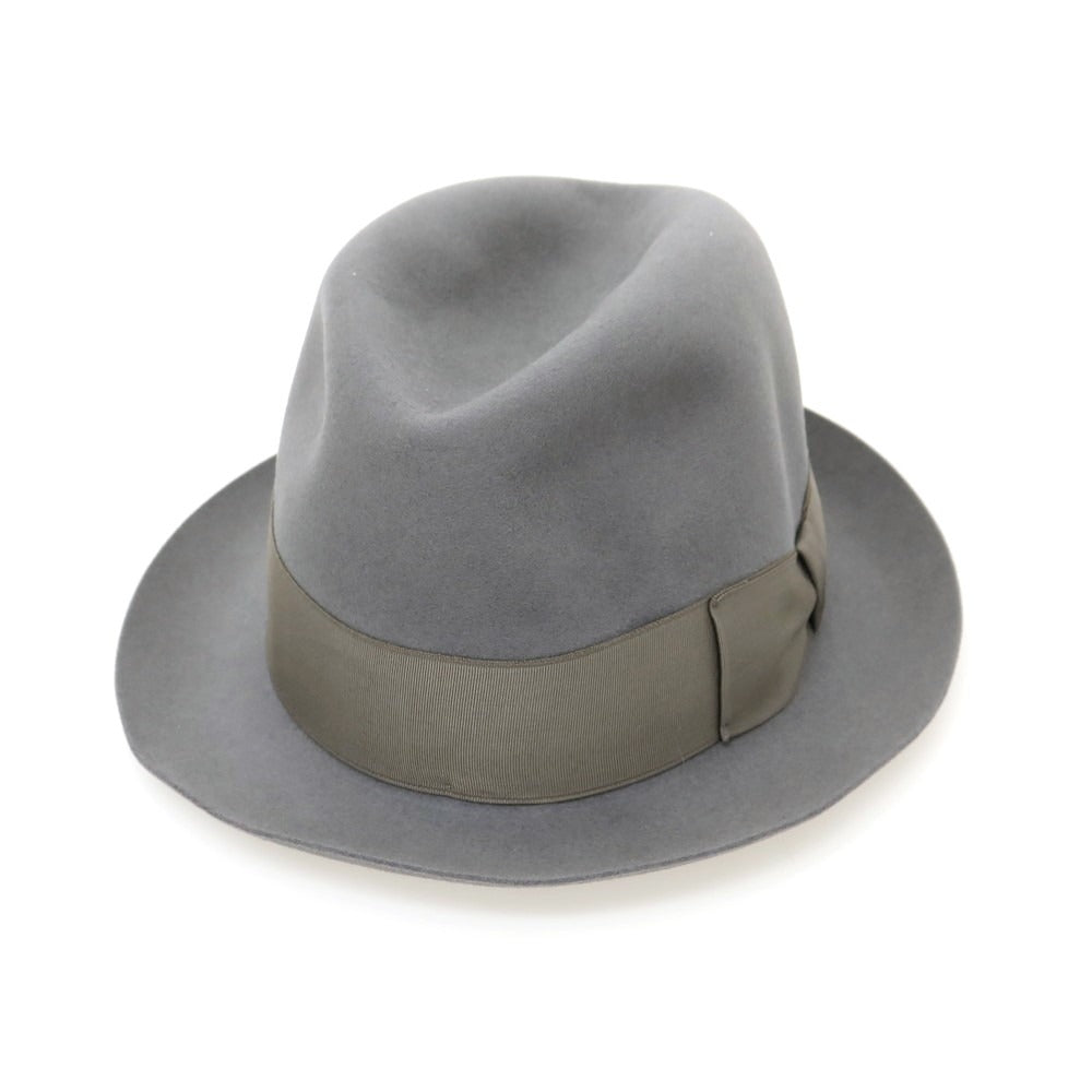 【中古】ボルサリーノ Borsalino ラビット系 ソフトボーラーハット グレー【 サイズ56 】【 状態ランクB 】【 メンズ 】 [BPD]