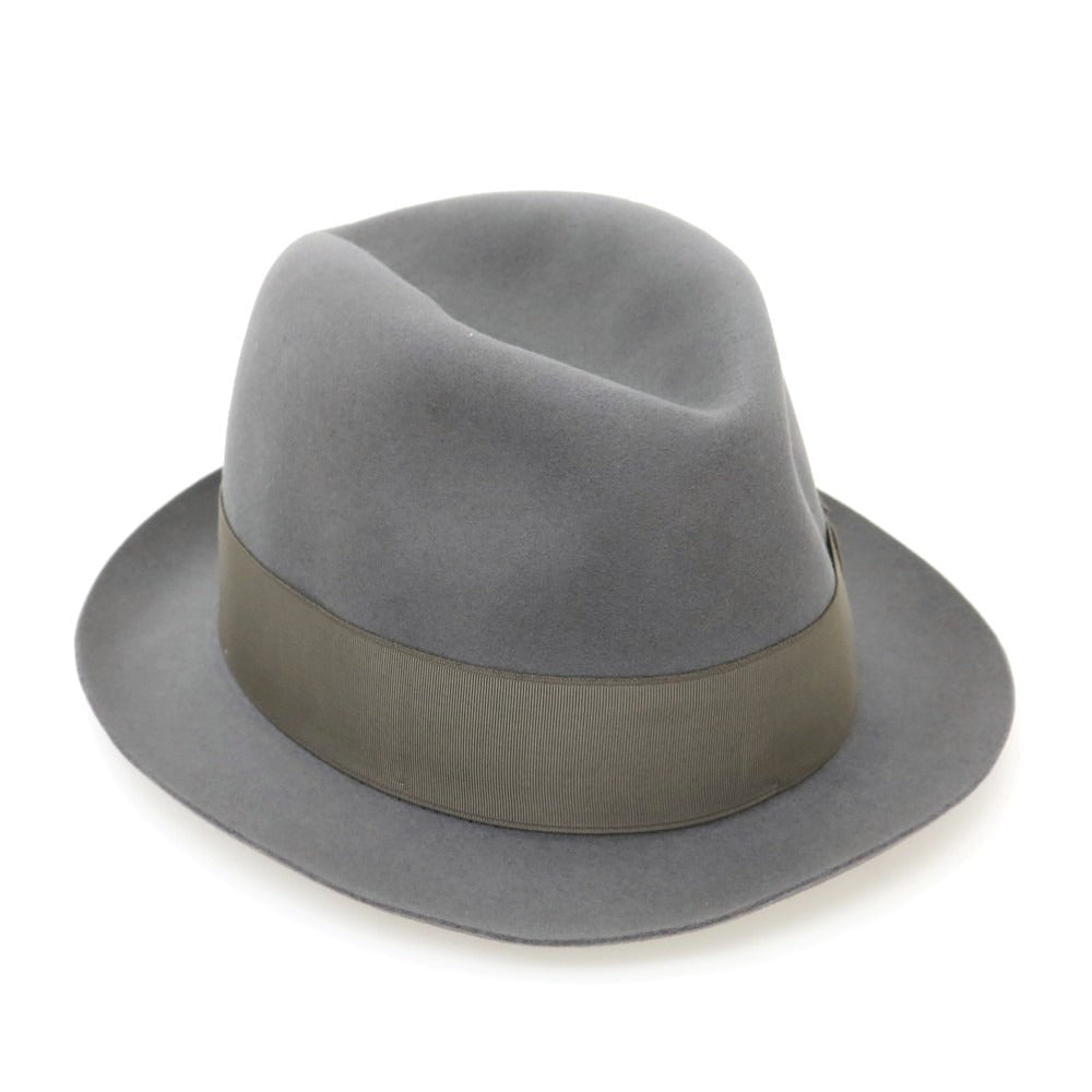 【中古】ボルサリーノ Borsalino ラビット系 ソフトボーラーハット グレー【 サイズ56 】【 状態ランクB 】【 メンズ 】 [BPD]