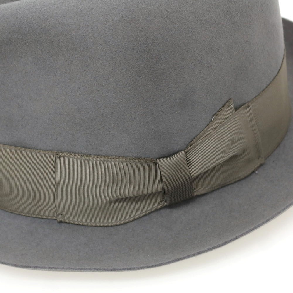 【中古】ボルサリーノ Borsalino ラビット系 ソフトボーラーハット グレー【 サイズ56 】【 状態ランクB 】【 メンズ 】 [BPD]