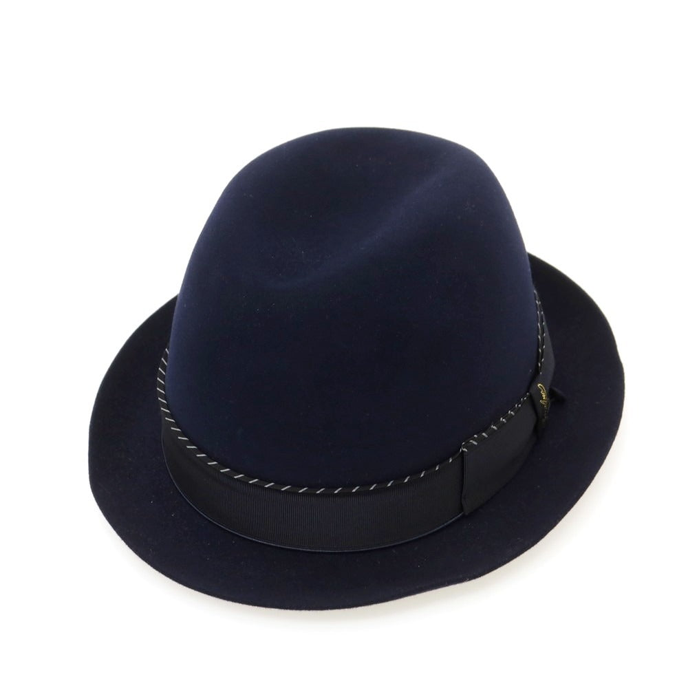【中古】ボルサリーノ Borsalino ビーバー 中折れハット ネイビー【 60 】【 状態ランクA 】【 メンズ 】