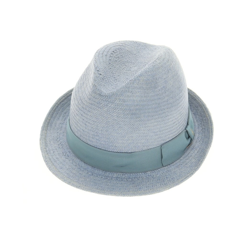 【中古】ボルサリーノ Borsalino ショートブリム パナマハット ライトブルー【 60 】【 状態ランクB 】【 メンズ 】