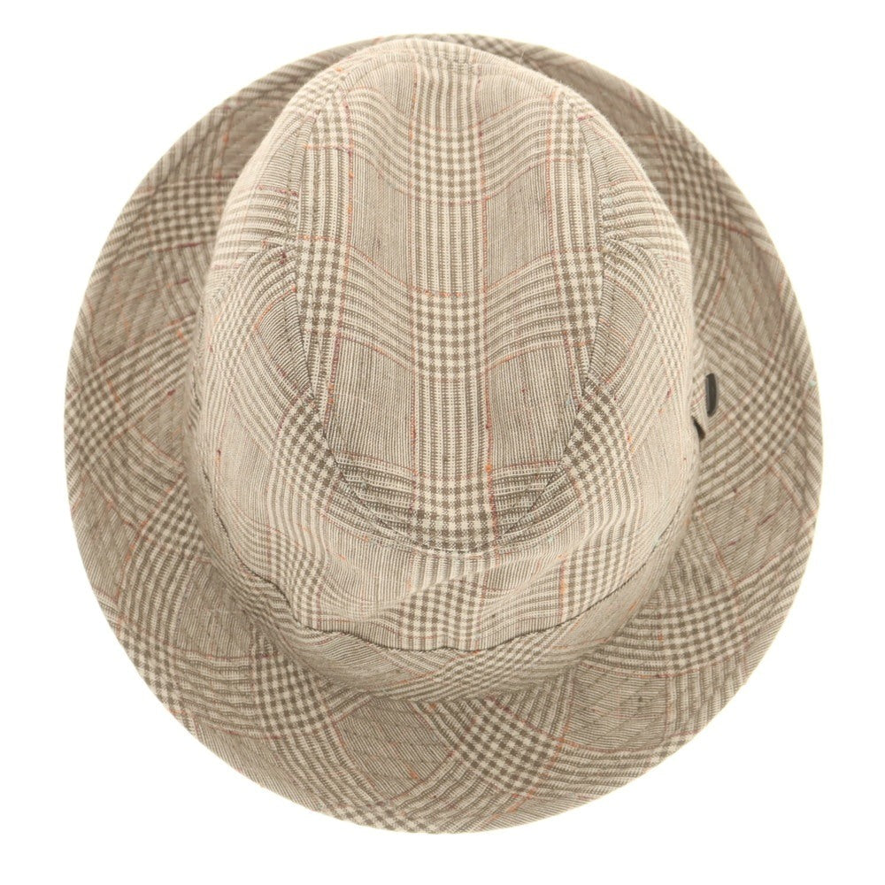 【中古】【未使用】ボルサリーノ Borsalino リネン チェック ハット ベージュ【 60 】【 状態ランクS 】【 メンズ 】