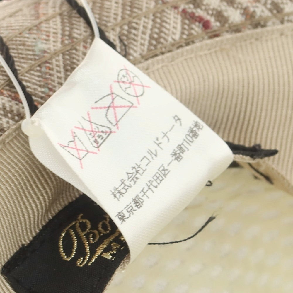 【中古】【未使用】ボルサリーノ Borsalino リネン チェック ハット ベージュ【 60 】【 状態ランクS 】【 メンズ 】