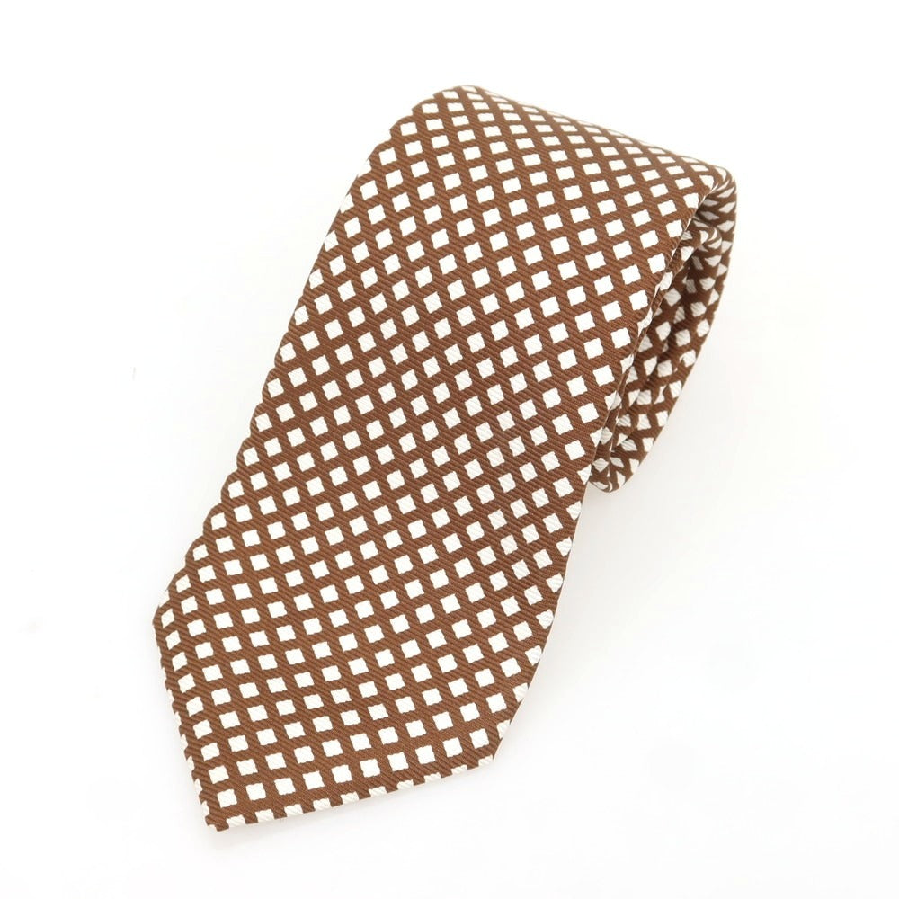 [Used] Kiton Quattro Pieghe Silk Small Pattern Necktie Brown x White [Condition Rank A] [Men&