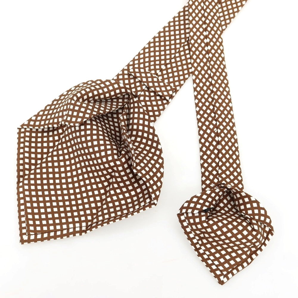 [Used] Kiton Quattro Pieghe Silk Small Pattern Necktie Brown x White [Condition Rank A] [Men&