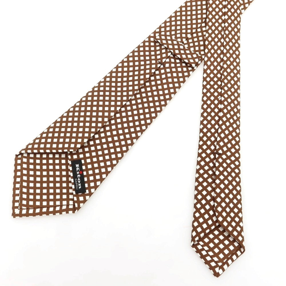 [Used] Kiton Quattro Pieghe Silk Small Pattern Necktie Brown x White [Condition Rank A] [Men&