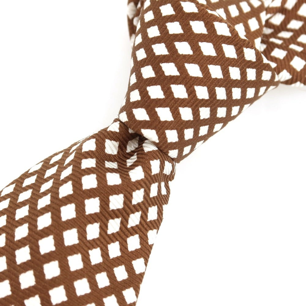 [Used] Kiton Quattro Pieghe Silk Small Pattern Necktie Brown x White [Condition Rank A] [Men&