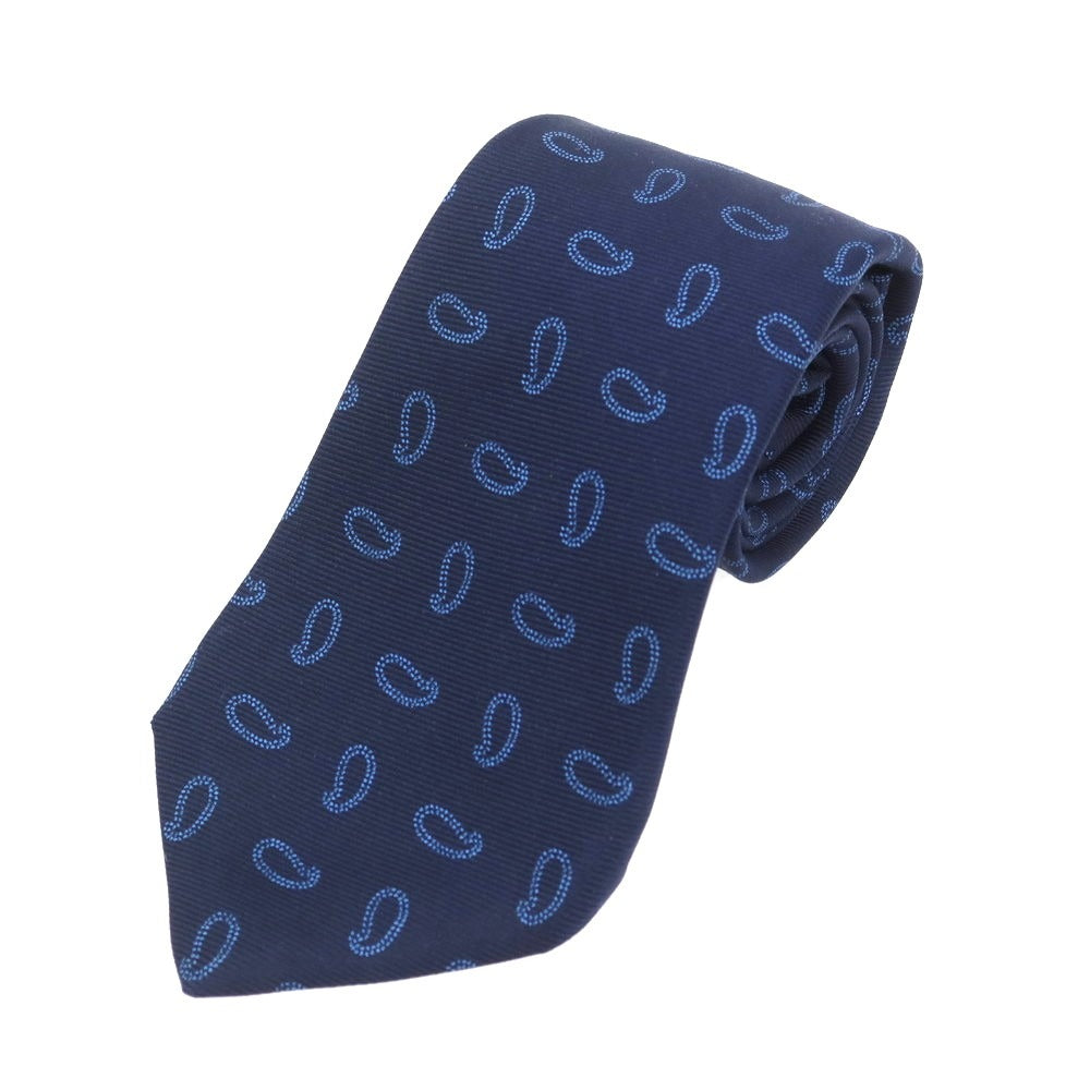 [Used] Kiton Quattro Pieghe Silk Paisley Small Pattern Necktie Navy x Blue [Condition Rank B] [Men&