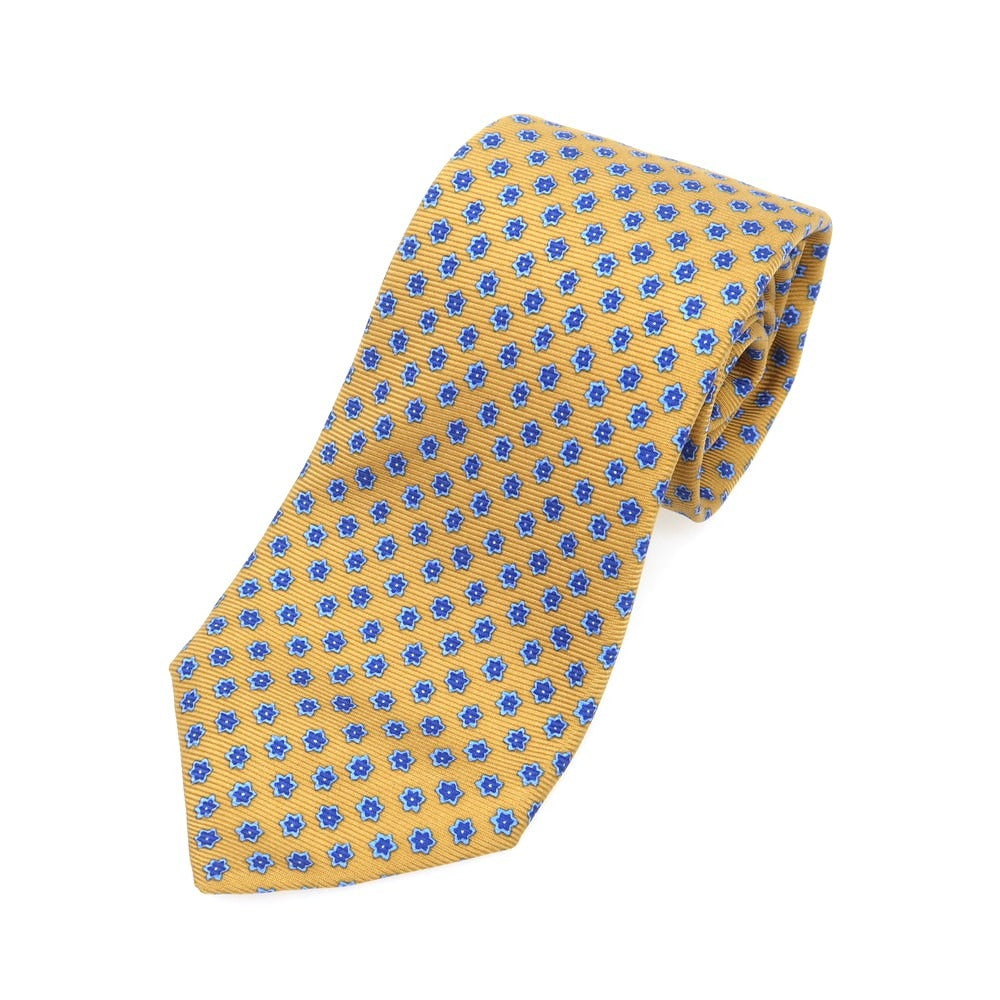 [Used] Kiton Quattro Pieghe Silk Small Pattern Necktie Yellow Ochre x Navy [Condition Rank A] [Men&