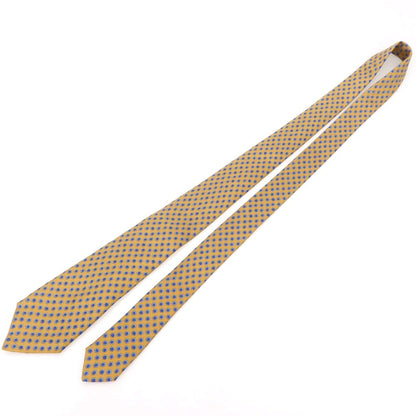 [Used] Kiton Quattro Pieghe Silk Small Pattern Necktie Yellow Ochre x Navy [Condition Rank A] [Men&