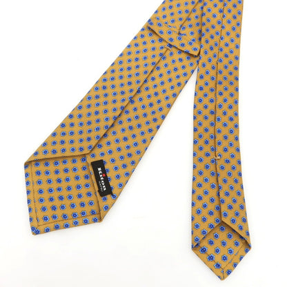 [Used] Kiton Quattro Pieghe Silk Small Pattern Necktie Yellow Ochre x Navy [Condition Rank A] [Men&