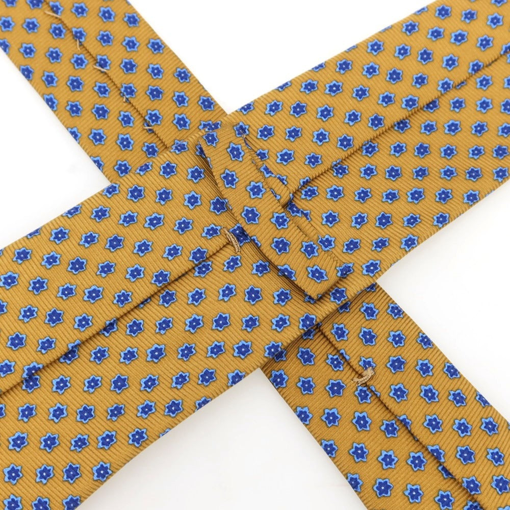 [Used] Kiton Quattro Pieghe Silk Small Pattern Necktie Yellow Ochre x Navy [Condition Rank A] [Men&