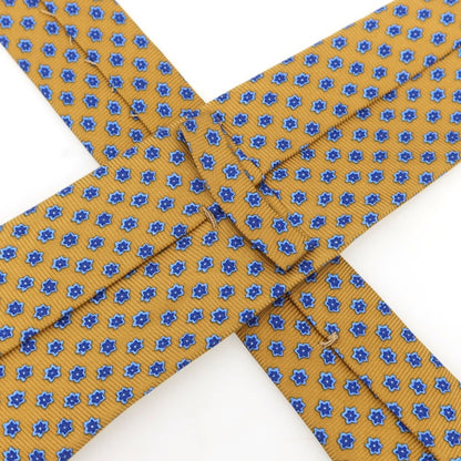 [Used] Kiton Quattro Pieghe Silk Small Pattern Necktie Yellow Ochre x Navy [Condition Rank A] [Men&