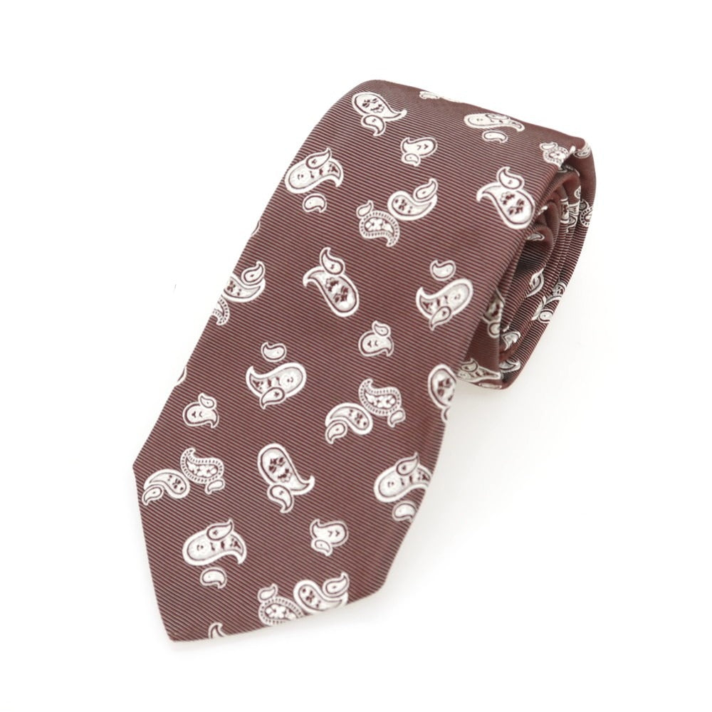 [Used] Kiton Quattro Pieghe Silk Paisley Tie Bordeaux x White [Condition Rank B] [Men&