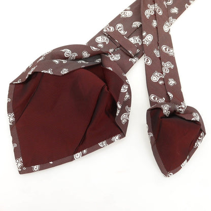 [Used] Kiton Quattro Pieghe Silk Paisley Tie Bordeaux x White [Condition Rank B] [Men&