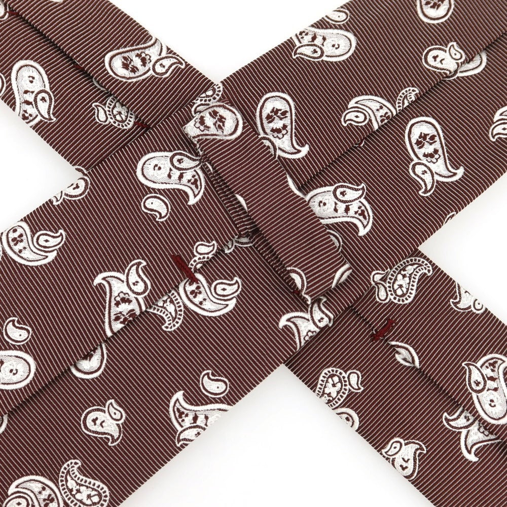 [Used] Kiton Quattro Pieghe Silk Paisley Tie Bordeaux x White [Condition Rank B] [Men&