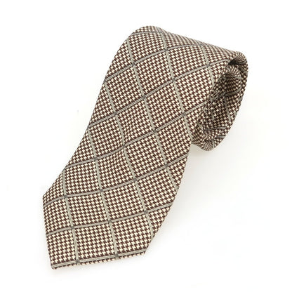 [Used] Luigi Borrelli Silk Checkered Necktie Beige x Brown [Condition Rank A] [Men&