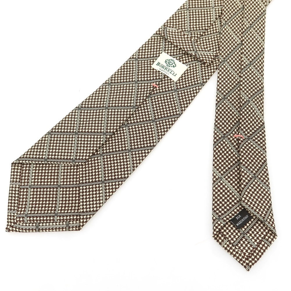 [Used] Luigi Borrelli Silk Checkered Necktie Beige x Brown [Condition Rank A] [Men&