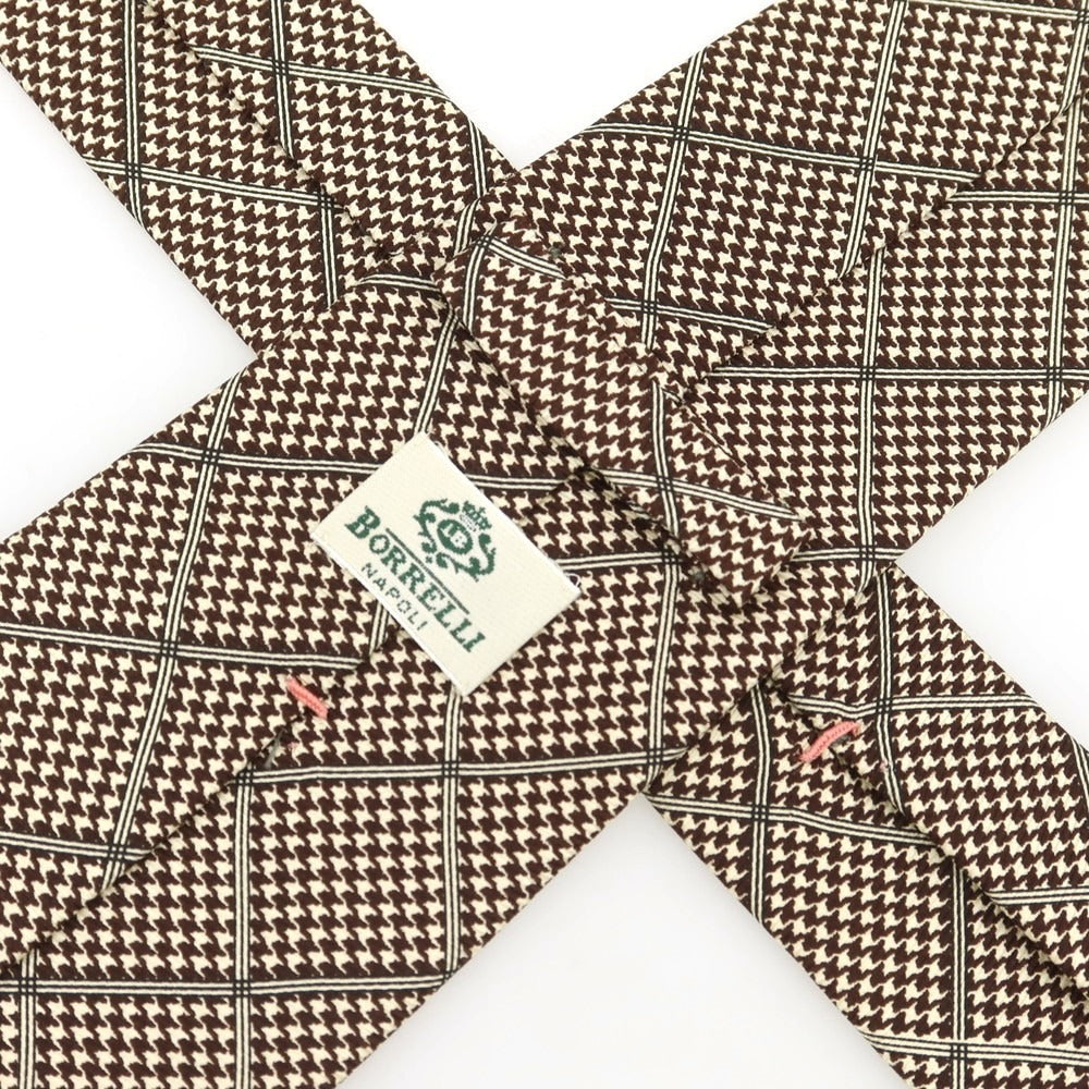 [Used] Luigi Borrelli Silk Checkered Necktie Beige x Brown [Condition Rank A] [Men&