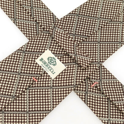 [Used] Luigi Borrelli Silk Checkered Necktie Beige x Brown [Condition Rank A] [Men&