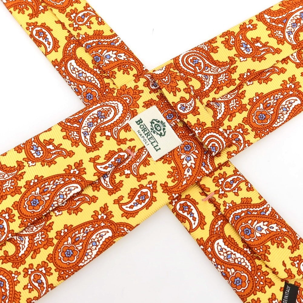 [Used] Luigi Borrelli Silk Paisley Tie Yellow x Orange [Condition Rank B] [Men&