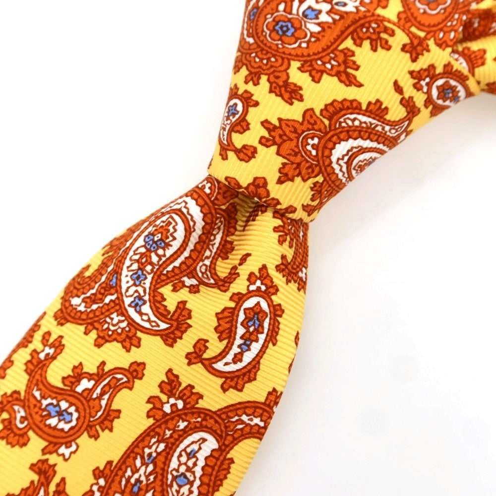 [Used] Luigi Borrelli Silk Paisley Tie Yellow x Orange [Condition Rank B] [Men&