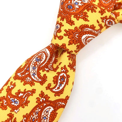 [Used] Luigi Borrelli Silk Paisley Tie Yellow x Orange [Condition Rank B] [Men&