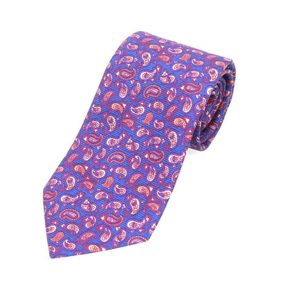[Used] Luigi Borrelli Silk Paisley Pattern Necktie Blue x Purple [Condition Rank B] [Men&