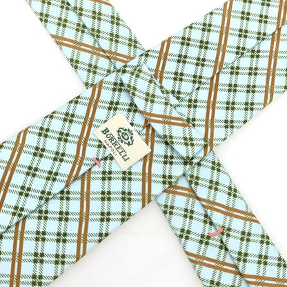 [Used] Luigi Borrelli Silk Checkered Tie Mint Green x Green [Condition Rank A] [Men&