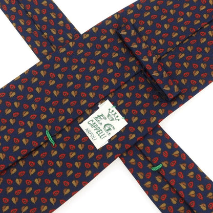 [Used] EGCAPPELLI Silk Print Small Pattern Necktie Dark Navy x Red [Condition Rank B] [Men&