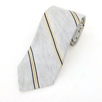 [Used] Nicky Linen Silk Striped Necktie Light Gray x Yellow [Condition Rank A] [Men&