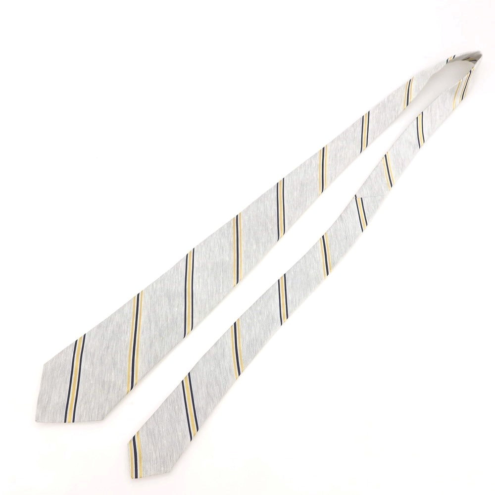 [Used] Nicky Linen Silk Striped Necktie Light Gray x Yellow [Condition Rank A] [Men&