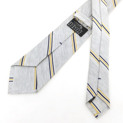[Used] Nicky Linen Silk Striped Necktie Light Gray x Yellow [Condition Rank A] [Men&