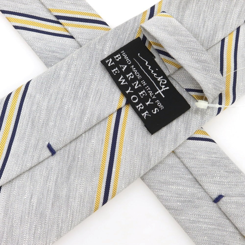 [Used] Nicky Linen Silk Striped Necktie Light Gray x Yellow [Condition Rank A] [Men&