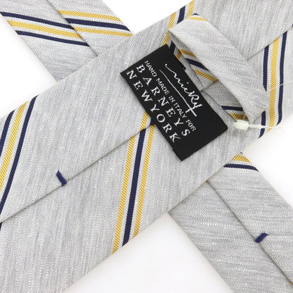 [Used] Nicky Linen Silk Striped Necktie Light Gray x Yellow [Condition Rank A] [Men&