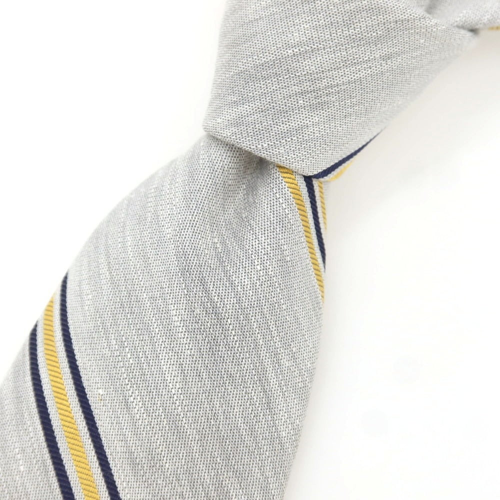 [Used] Nicky Linen Silk Striped Necktie Light Gray x Yellow [Condition Rank A] [Men&