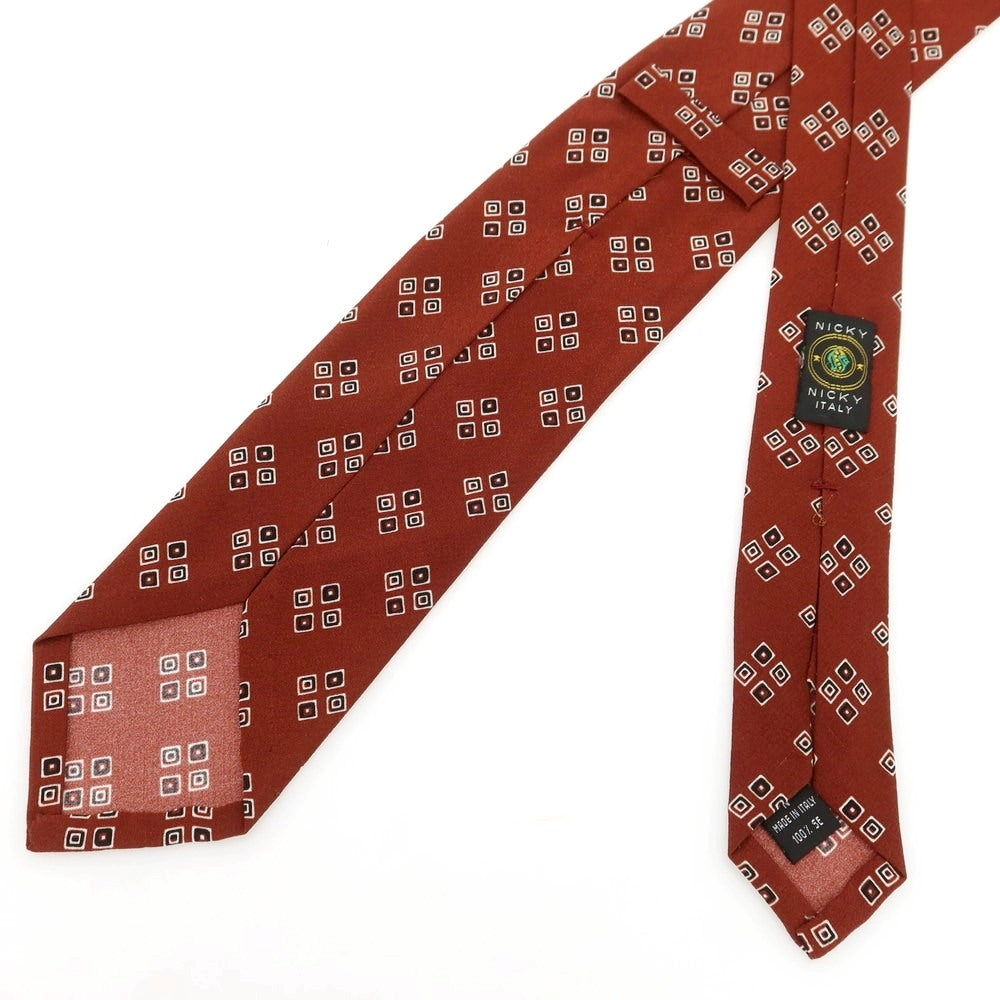 [Used] Nicky Quattro Pieghe Silk Small Pattern Necktie Maroon [Condition Rank B] [Men&
