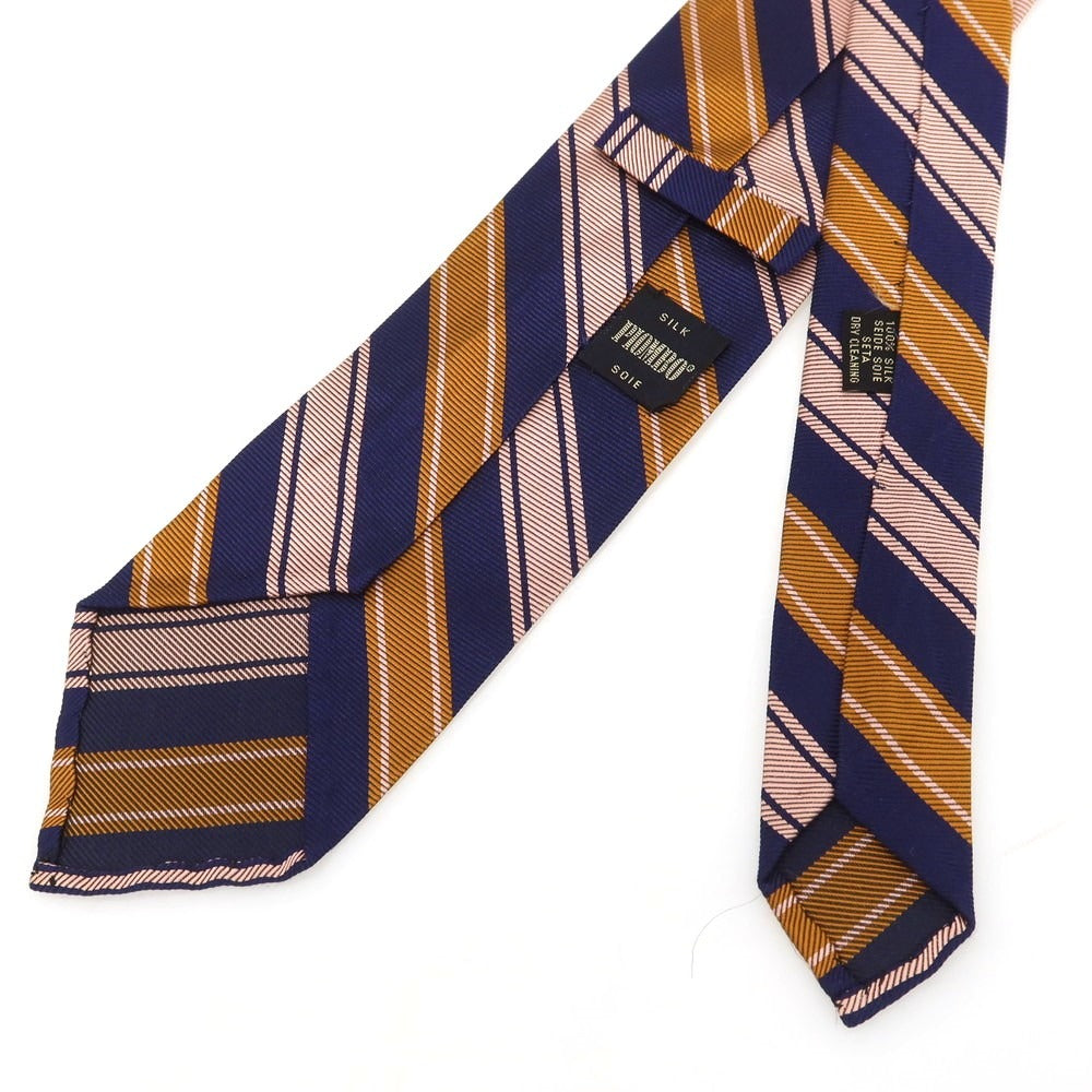 [Used] PIOMBO Twill Silk Striped Necktie Navy x Pink [Condition Rank B] [Men&