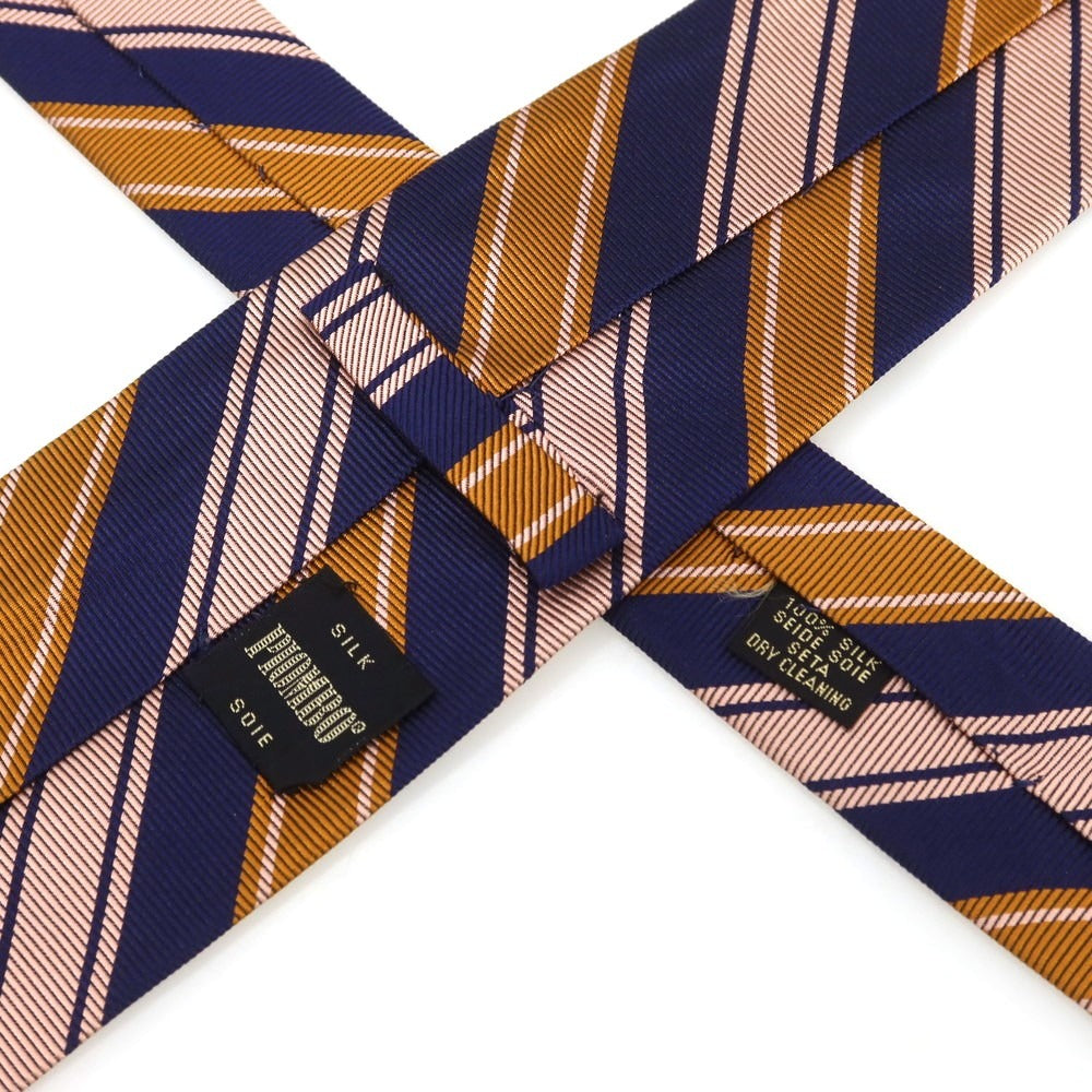 [Used] PIOMBO Twill Silk Striped Necktie Navy x Pink [Condition Rank B] [Men&