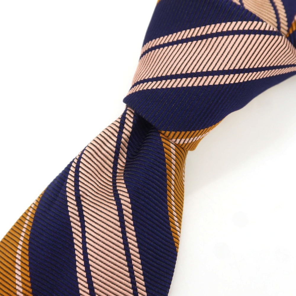[Used] PIOMBO Twill Silk Striped Necktie Navy x Pink [Condition Rank B] [Men&