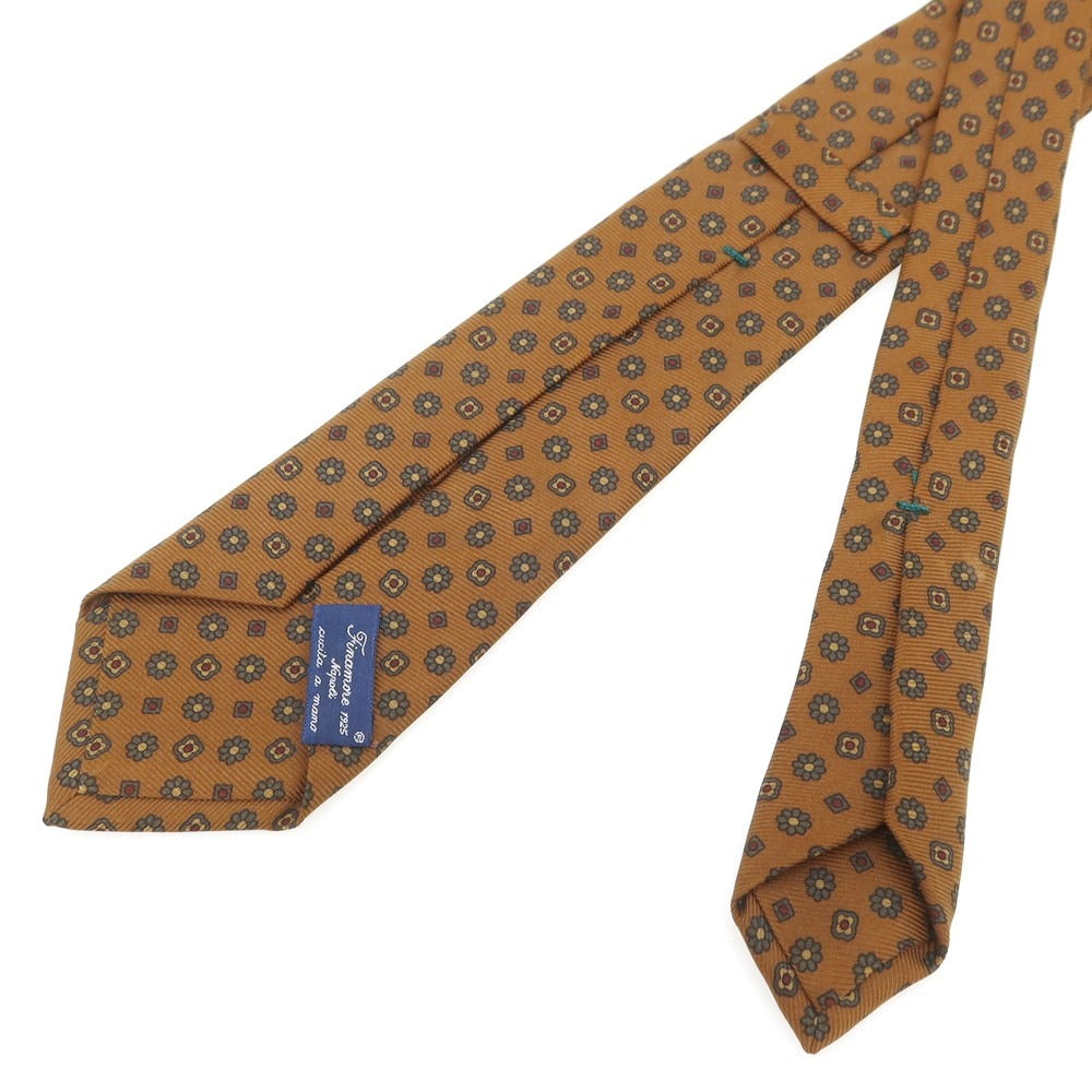 [Used] Finamore Silk Quattro Pieghe Small Pattern Tie Brown [Condition Rank A] [Men&