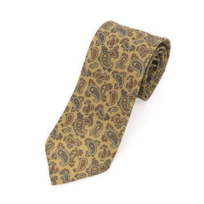 [Used] Salvatore Piccolo Linen Paisley Pattern Necktie Khaki [Condition Rank B] [Men&