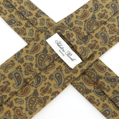 [Used] Salvatore Piccolo Linen Paisley Pattern Necktie Khaki [Condition Rank B] [Men&