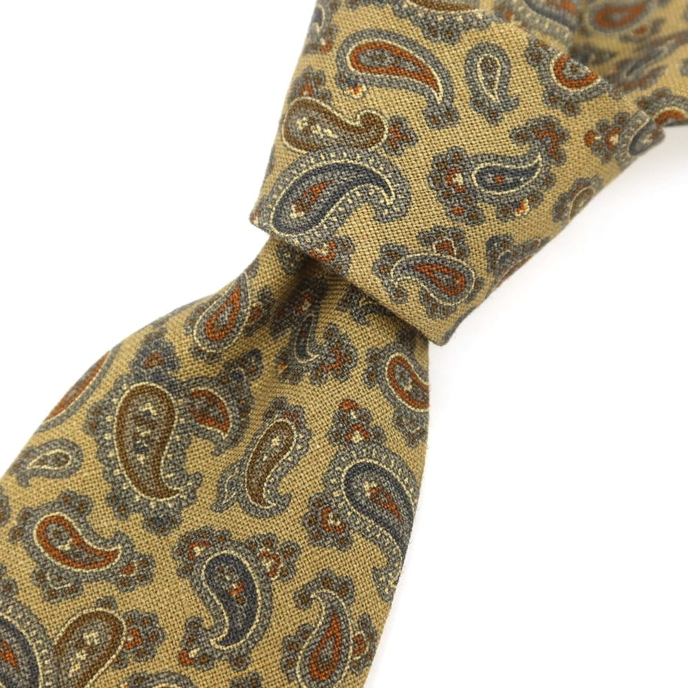 [Used] Salvatore Piccolo Linen Paisley Pattern Necktie Khaki [Condition Rank B] [Men&